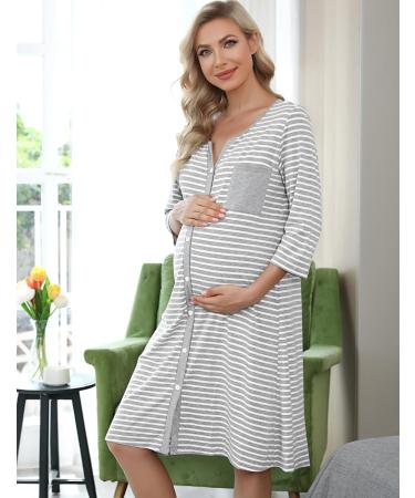 Marvmys Maternity Nightdress for Hospital - A-light Grey XL | Nursing Nightgown for Breastfeeding & Pregnancy - Buy Online on SooperMarket.com