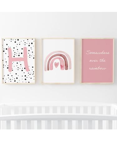 Pompom Prints Set of 3 Girls Bedroom Prints Rainbow Nursery Prints Scandi Boho Style Nursery Decor Playroom Prints Picture Frames not Included (5x7 Inch H) 5x7 Inch H