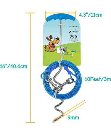 Petphabet Intestepflock Insertspirale - 3m Dog Leash with Floor & Earth Anchor | Teal Tie Out for Outdoor Use - Buy Online on SooperMarket.com