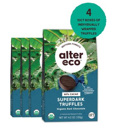 Alter Eco SuperDark Chocolate Truffles | Pure Dark Cocoa | Fair Trade, Organic, Non-GMO, Gluten Free | 40 Count - Buy Online on SooperMarket.com