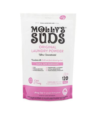Molly's Suds Original Laundry Detergent Powder - Natural Washing Powder Non-Liquid Organic Washing Detergent Sensitive Skin Laundry Detergent - 120 Loads Lotus & Peony Lotus & Peony - 120 Loads