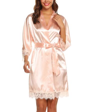 BESDEL Women's Satin Silk Short Kimono Robe - Champagne - Buy Online on SooperMarket.com