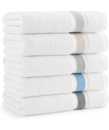 Aston & Arden Aegean Striped Turkish Hand Towels - Set of 4, 600 GSM, Eco-Friendly Cotton Blend, Weathered Grey - Buy Online on SooperMarket.com
