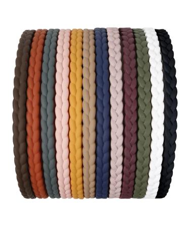 WOVOWOVO 7mm Thin Headbands For Women, 12 Pcs Plastic Headband with Teeth Head Bands Combing Hairbands Hair Accessories for Girls, Teens and Women Pigtail Sytle
