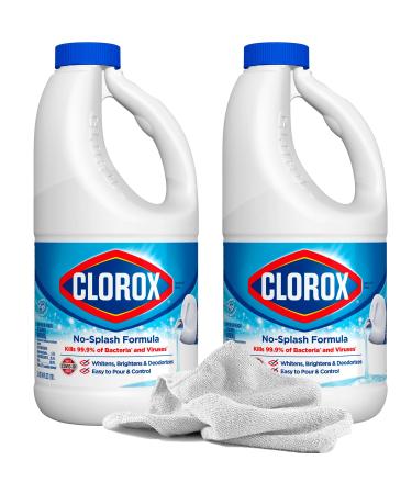 2 Splash-Less Bleach Cleaners 40oz | Disinfecting Bleach Cleaner + Daley Mint Towel - Bulk Home Refill for Laundry Linens Floors Bathroom Tile (80oz Total)