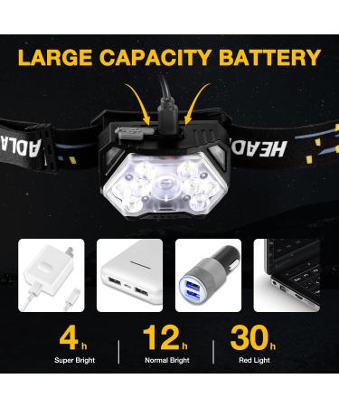 GOANDO Rechargeable 2500 Lumen LED Headlamp 2 Pack | Waterproof with Red Light Sensor Mode | Ideal for Running, Cycling, Camping - Buy Online on SooperMarket.com