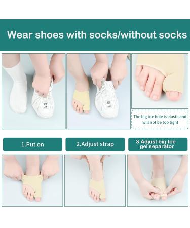DYKOOK Bunion Corrector & Big Toe Straightener with Heel Strap for Pain Relief - 1 Pair Split Toe Separator for Hallux Valgus Corrector - Non-slip Bunion Protector - Beige (Small) - Buy Online on SooperMarket.com