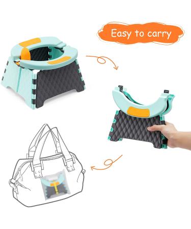 YUNHECAM Toddler Portable Potty Training Seat for Kids Baby Foldable Toilet Child Travel Potty in Car Camping Potty Chair Seat for Indoor Outdoor  with 60 Disposable Bags Blue - Buy Online on SooperMarket.com