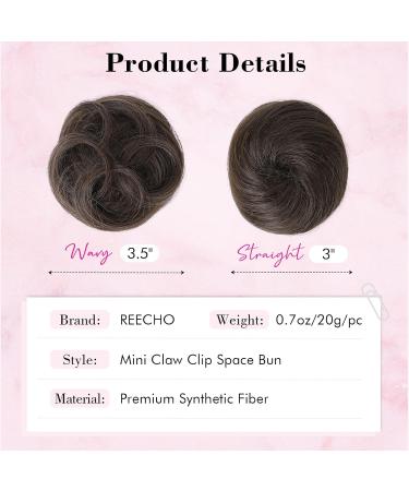 REECHO 2 PCS Mini Claw Clip in Messy & Cat Ears Hair Bun Extensions Wig Accessory Updo Hairpieces for Women Girls (Pack of 2-3.5" Wavy Light Ash Brown with Highlights) Pack of 2 - 3.5" Wavy Light Ash Brown with Highlights - Buy Online on SooperMarket.com