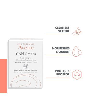 Eau Thermale Avene Cold Cream Ultra-Rich Cleansing Bar for Very dry Skin Nourishing soap-free bar 100 g - Buy Online on SooperMarket.com