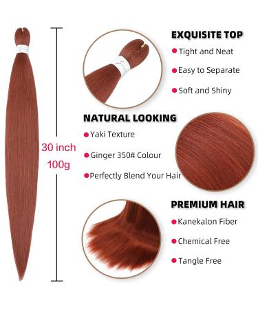 Buy Xusuperb 30 Pre Stretched Braiding Hair - Ginger Color 350# | Soft Yaki Braids Extensions (6 Packs) - International Shipping Available - Buy Online on SooperMarket.com