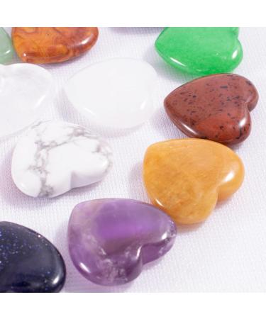 Kioiner 20 Pcs Heart Shape Stones 2 cm Love Heart Healing Crystal Stones Natural Heart Worry Stones Chakras Stones for Women Yoga Witchcraft Meditation Stress Reiki Energy Balancing Home Decoration - Buy Online on SooperMarket.com
