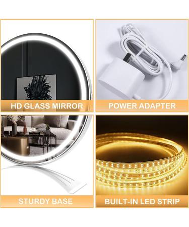 Gvnkvn Vanity Mirror with Lights - 18 Lighted Makeup Mirror with 3 Color Modes and Touch Control - Oval LED Makeup Mirror for Bedroom - 360 Adjustable White - 18x18 - Buy Online on SooperMarket.com