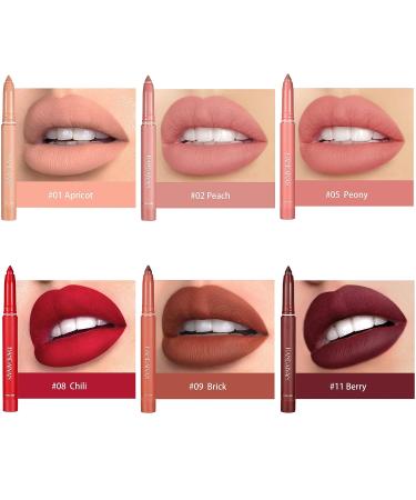 DELISOUL 6 Matte Lip Crayon Set | 2-in-1 Lip Liner and Lipstick | Long Wear Cream-to-Matte Makeup | Smudgeproof & Water-Resistant Lipstick (01) - Buy Online on SooperMarket.com