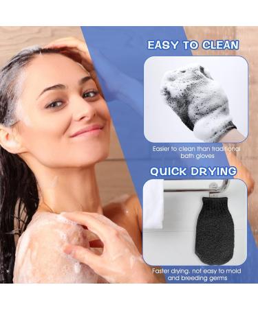 Sibba 2 Pairs Exfoliating Gloves - Body Scrubber for Shower Bath Tan Removal & Keratosis Pilaris - Exfoliating Mitt for Removing Dirt and Dead Skin (Black) - Buy Online on SooperMarket.com