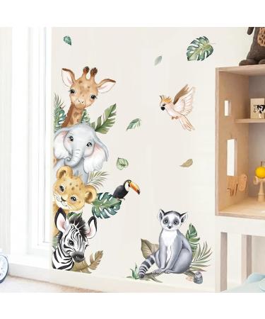 DecalMile Jungle Animals Door Wall Decals - Safari Elephant Giraffe Wall Stickers for Kids Room and Nursery Decor - Buy Online on SooperMarket.com
