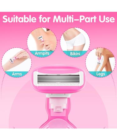 Travel Razors for Women - 5-Blade Mini Razor with Case & Cartridges | Portable Toiletries in Pink - Buy Online on SooperMarket.com