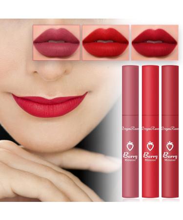 Strawberry Lip Gloss Set - Waterproof Matte Non-Stick Lipstick 1ml | Long-Lasting Lip Glaze #02 | International Shipping Available - Buy Online on SooperMarket.com