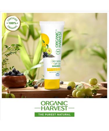 Organic Harvest Sunscreen SPF 30 with Blue Light Technology | UVA & UVB Protection | PA+++ | Hydrating & Nourishing | For Oily Skin | 100% Certified Organic | Sulphate & Paraben Free - 100gm - Buy Online on SooperMarket.com