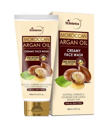 StBotanica Moroccan Argan Oil Creamy Face Wash - Soothes Hydrates Nourishes For Clear & Radiant Skin - No Parabens Sulphate Silicones - 100mL