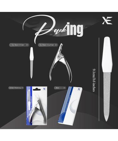 XE Stainless Steel False Nail Tip Clipper | Professional Nail Extension Tool with Coarse Nail File | Manicure Pedicure Acrylic Gel Trimmer - Buy Online on SooperMarket.com
