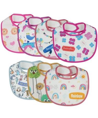 Vicloon Baby Bandana Dribble Bibs Drool Bibs 7pcs Baby Bandana Bibs Baby Teething Bibs Soft and Absorbent Infant Bibs for Baby Boys and Girls Unisex Bibs Pink-white