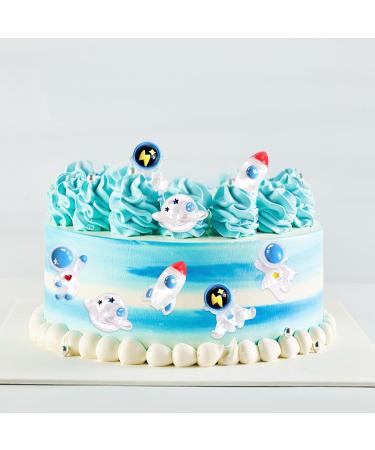 Cyodoos 25Pcs Outer Space Cupcake Toppers Space Astronaut Cupcake Picks Rocket Planet Trip to the Outer Space Themed Kids Children Party Supplies Blue - Buy Online on SooperMarket.com
