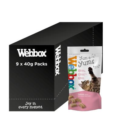 Webbox Yum-e-Yums Semi-Moist Cat Treats Salmon - Kitten Friendly Added Taurine Wheat and Grain Free Recipe with No Artificial Colours (9 x 40g Bags) Salmon 9 x 40 g