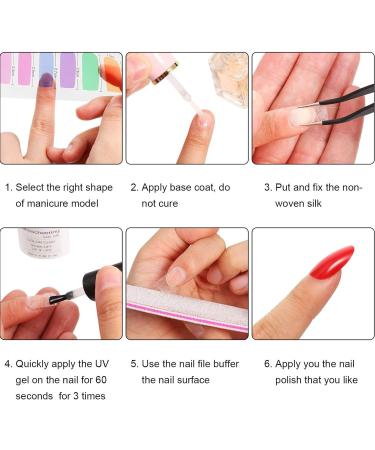 Silk Fiberglass Nail Extension Kit - 6 Shapes DIY Nail Tips Set for UV Gel Nails - Home Salon Tool - Buy Online on SooperMarket.com