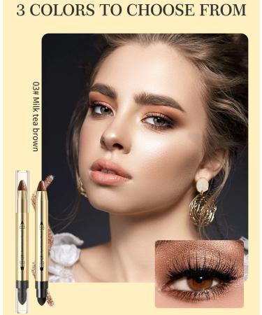 Go Ho Brown Highlighter Eyeshadow Stick - Cream-to-Powder Eye Brightener Crayon Pen - Shimmer Brown 03 - Buy Online on SooperMarket.com