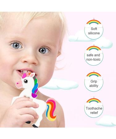 HAOBAOBEI Infant Unicorn Teether Toy - Natural Organic Silicone Teething Toy for Infants and Toddlers - Freezer Safe - White (1 Pack) - Buy Online on SooperMarket.com