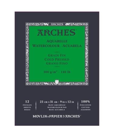 Arches A1795092 Bloc Enc 23x31 12H Aquarelle 100% Fine 300g Blanc NAT, White Natural