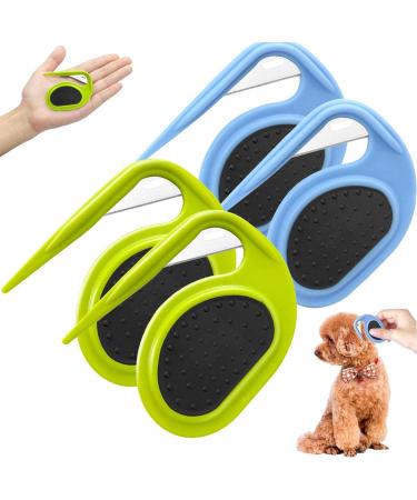 Pulunto dog comb for pets open knots comb for hair fur hair fur care trimmer pet brush comb for puppies 4 pieces blue and green unit size