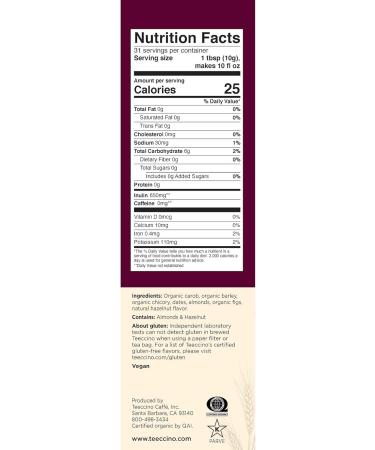 Teeccino Hazelnut Mediterranean Herbal Coffee - 11 oz - Buy Online on SooperMarket.com