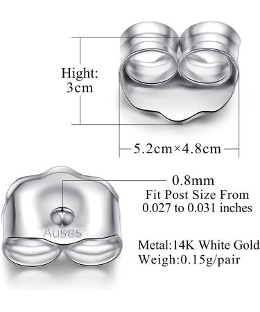 LUCKMORA 14K White Gold Earring Backs | 0.15g AU585 Butterfly Replacements for Studs | Hypoallergenic Pierced Secure Design - Buy Online on SooperMarket.com