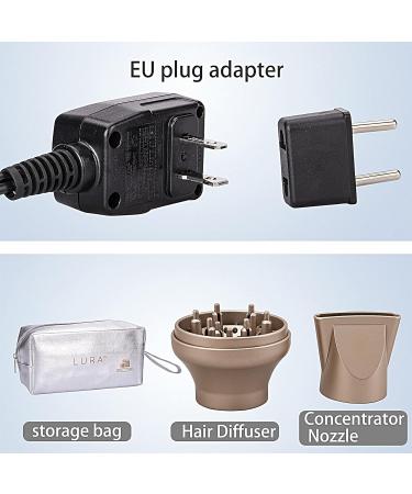 Travel Hair Dryer with Diffuser - Dual Voltage 1200W Compact Blow Dryer for Adults & Kids | Lightweight & Foldable with EU Plug - Buy Online on SooperMarket.com