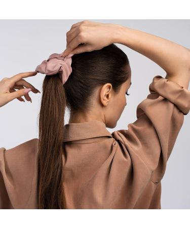 6PCS Large Velvet Scrunchies for Women - Ultra Soft and Textured Hair Ties in Neutral Pink - Hair Accessories for Girls and Women - Buy Online on SooperMarket.com
