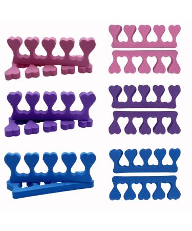 Toe Separator 12PCS Sponge Toe & Finger Separators for Nail Varnish Toe Dividers/Spacer for Nail Art Pedicure Manicure Nail Accessories Pink Blue Purple
