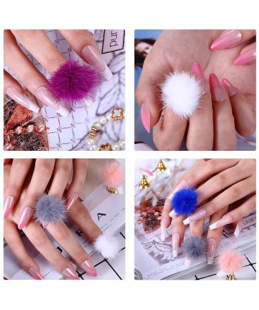 3D Fluffy Pom Balls Nail Charms Kit | 24 Pieces with Magnetic Detachable Plush Pom Poms | Storage Box Included | Nail Art DIY for Girls and Women - Buy Online on SooperMarket.com