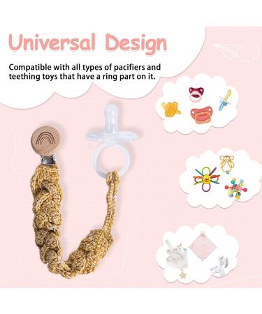 Symbolife Pacifier Clip Macrame Braided Baby Pacifier Clips Boho Handmade Pacifier Strap Wooden Paci Clip Toy Straps Neutral Pacifier Clips 3 Pack Mixed 3 - Buy Online on SooperMarket.com