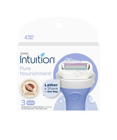 Schick Intuition Pure Nourishment Womens Razor Refills with Coconut Milk and Almond Oil, 3 Count (Pack of 1)