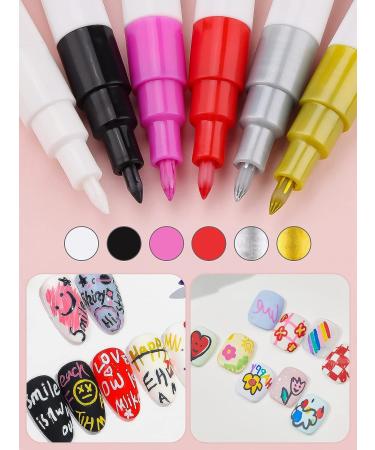 Kalolary 6 Color 3D Nail Art Pens Set - Nail Point Graffiti Dotting Pen for DIY Manicure Tools - Buy Online on SooperMarket.com