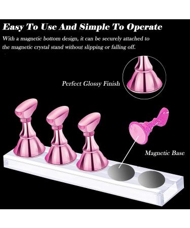 Acrylic Nail Display Stand | Magnetic Nail Tip Holders | Nail Art Stands for Salon & Home | Manicure Tools (Metal Pink) - 2 Sets - Buy Online on SooperMarket.com