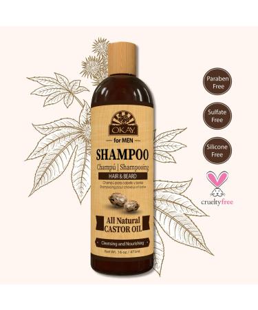 OKAY for MEN Castor Oil Beard and Hair Shampoo Wash 16oz - Nourish Strengthen & Hydrate Your Hair and Beard - International Shipping Available - Buy Online on SooperMarket.com