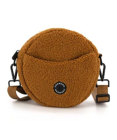 COOWONE Hundeleckerli bag dog walk pocket for treats nibbles toys toys soft cord dog training bag with integrated feces bag dispenser brown 2.0