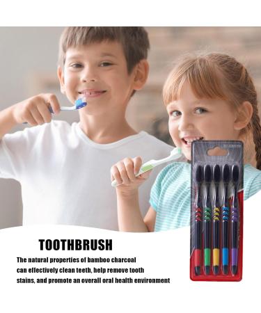 Calakono Soft Bamboo Toothbrush Set for Adults | 5 Black Charcoal Toothbrushes in Various Colors | Eco-Friendly Oral Care - Buy Online on SooperMarket.com