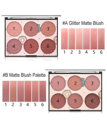 KAYNEST 6 Colors Matte Blush Palette with Marble Makeup Brush - Rose Pink Light-Luxury Contour & Highlight Face Palette (#B) - Buy Online on SooperMarket.com