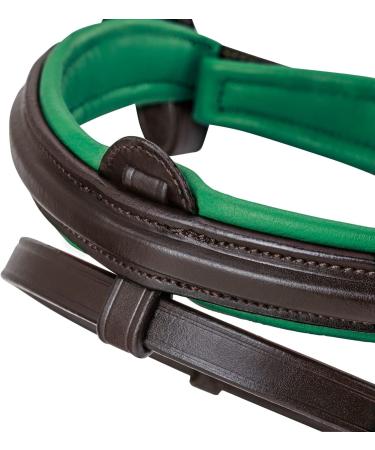 Sunride English Combined Bridle Hawaii with Reins | Adjustable Soft Real Leather | COB Brown/Green - Premium Anatomical Design for Comfort - Buy Online on SooperMarket.com