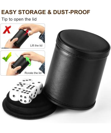 PU Leather Dice Cup with Lid and Felt-Lined Shaker - Set of 6 Dice Included for Yahtzee and Farkle Board Games - Buy Online on SooperMarket.com