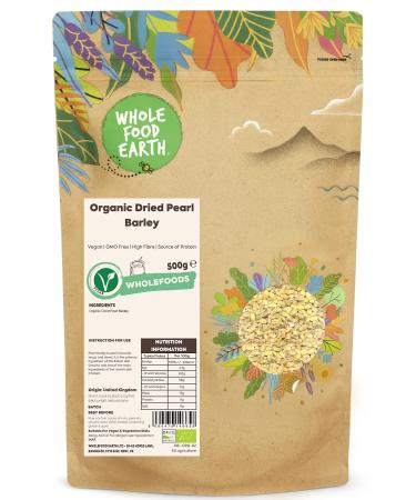 Wholefood Earth Organic Dried Pearl Barley 500g Vegan | GMO Free | High Fibre | Source of Protein | Certified Organic